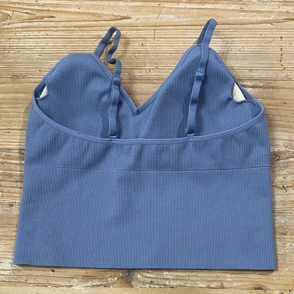 Blue Ribbed Crop Top - Picture 2 of 2